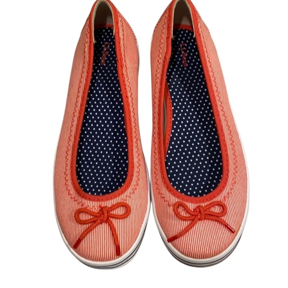LL Bean Canvas Nautical Flat Slip On Shoe Size 6